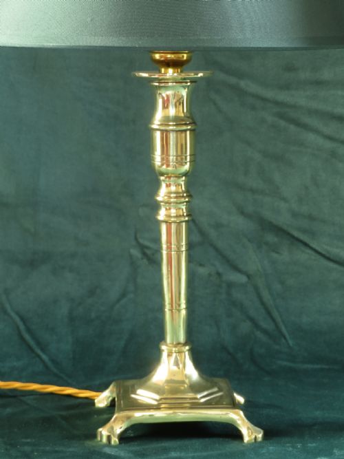 fig 1. Pair of Victorian Brass Candle Stick Lamps c1860