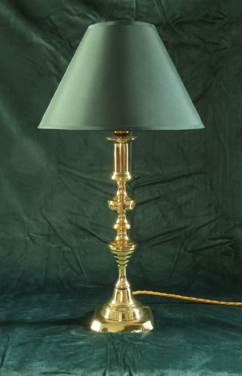 Large Victorian Brass Candle Stick Lamp C1860