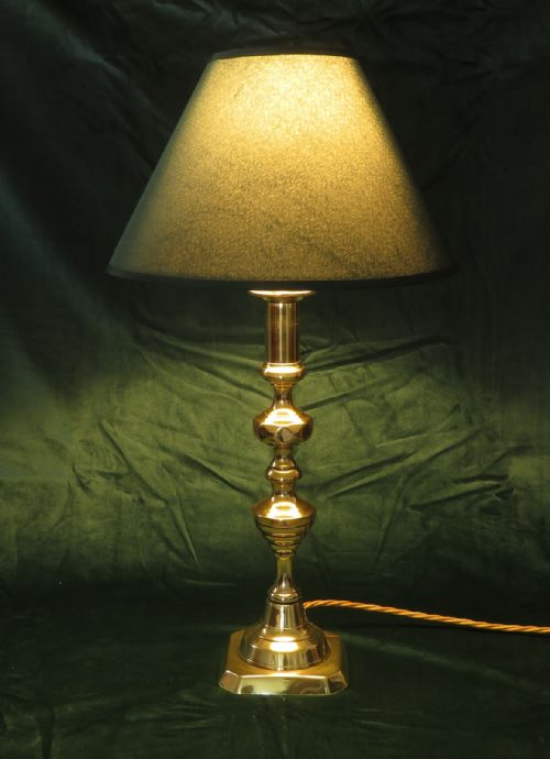 fig 2. Large Victorian Brass Candle Stick Lamp c1860
