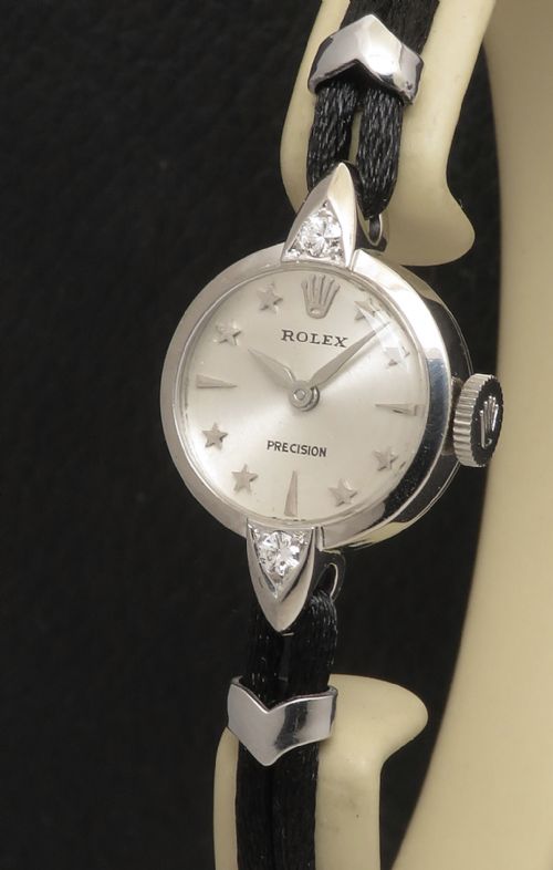 fig 1. 18ct White Gold and Diamond Rolex Precision Ladies Cocktail Watch c1956