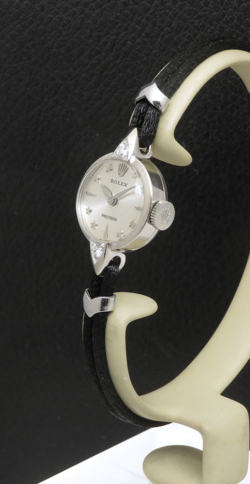 fig 2. 18ct White Gold and Diamond Rolex Precision Ladies Cocktail Watch c1956