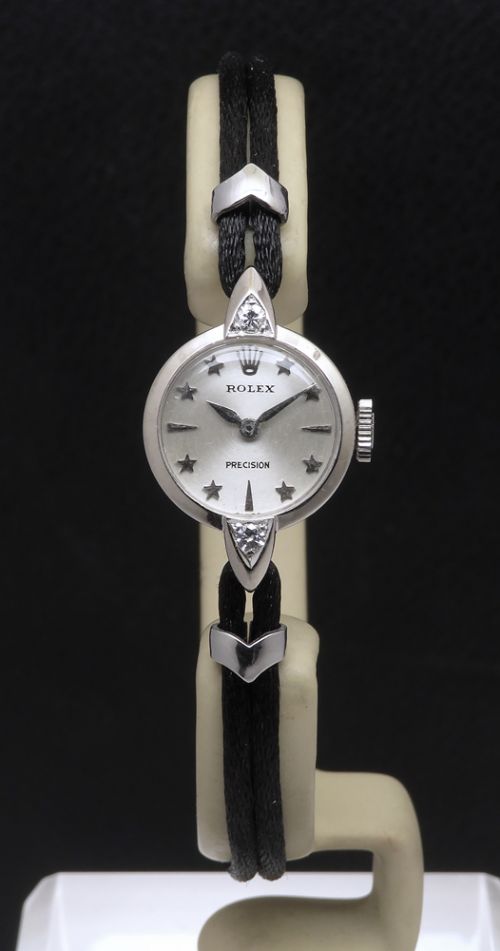 fig 3. 18ct White Gold and Diamond Rolex Precision Ladies Cocktail Watch c1956