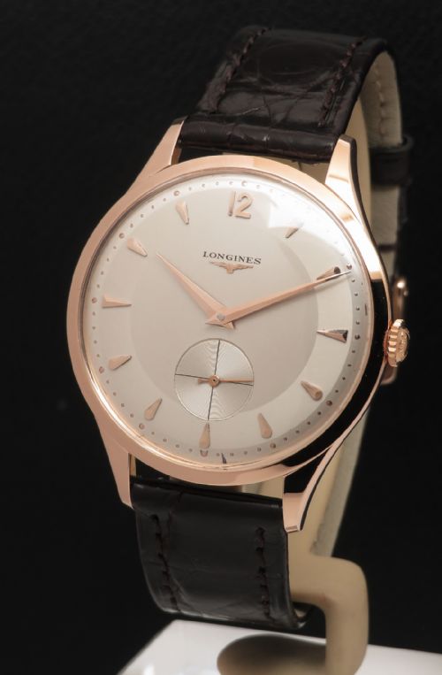 Stunning All Original Jumbo Size Solid 18ct Rose Gold Longines 1955