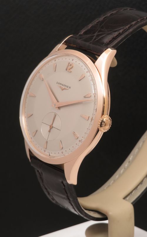 fig 3. Stunning All Original Jumbo Size Solid 18ct Rose Gold Longines 1955
