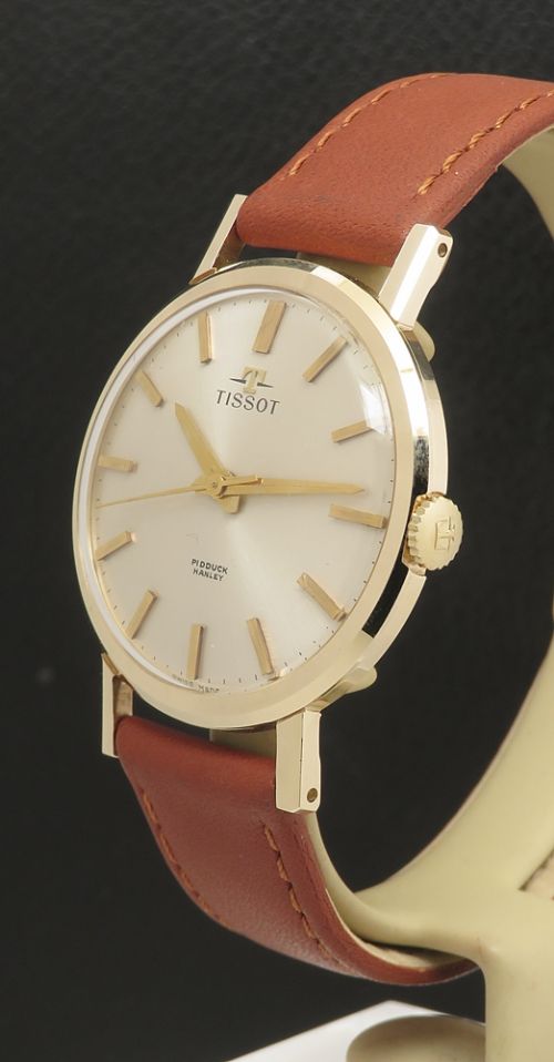 fig 3. Mint Solid 9ct Gold Tissot Watch with Box and Original Strap c1962