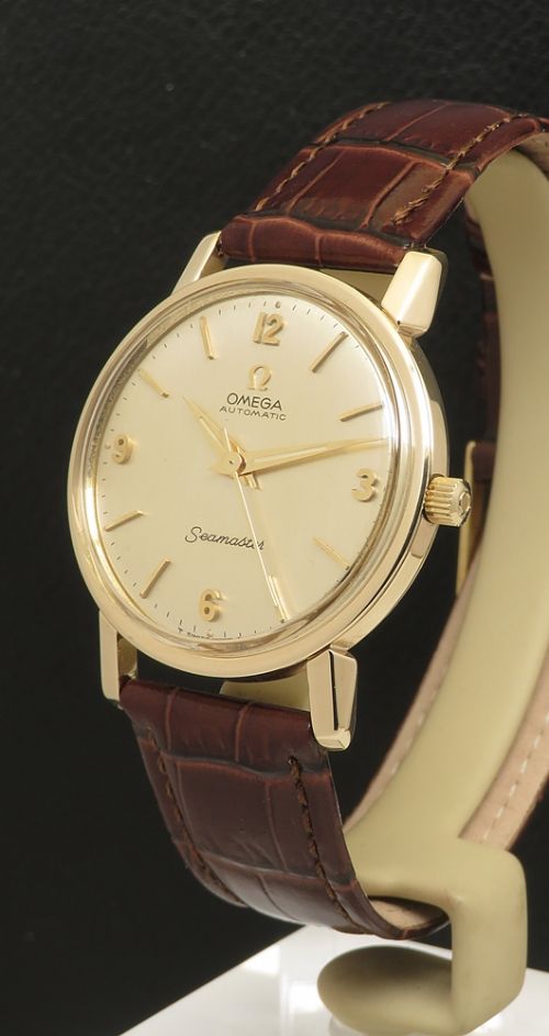 fig 1. Near Mint Heavy solid 9ct gold Omega Seamaster Automatic box and papers 1965