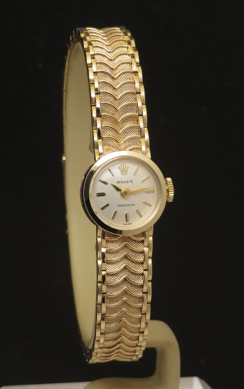 fig 4. Unworn Mint with box Solid 9ct Gold Rolex Precision Ladies Watch c1965