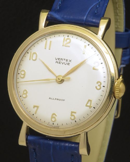 fig 1. All Original Solid 9ct Gold Mens Watch by Vertex c1966