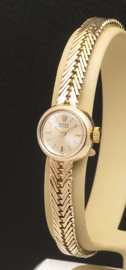 Extra Long Solid 9ct Gold Rolex Precision Ladies Watch 1958
