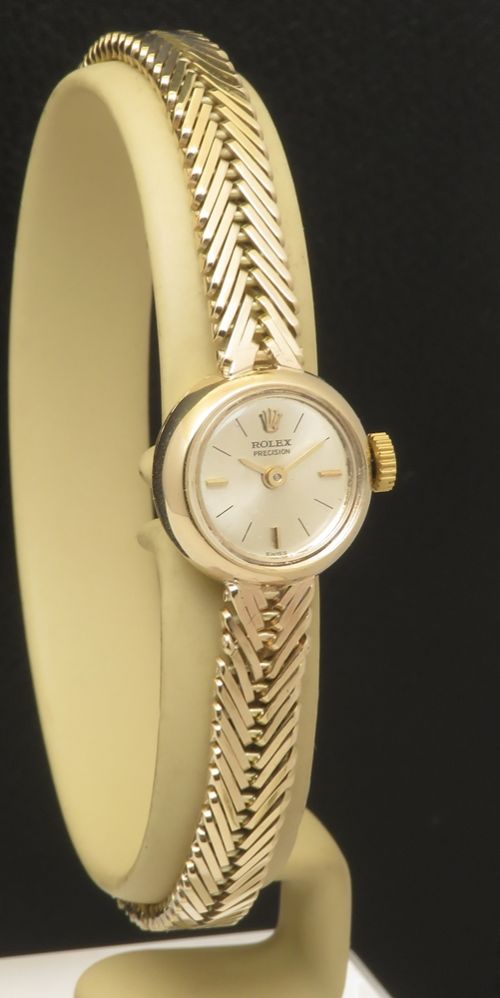 fig 1. Extra Long Solid 9ct Gold Rolex Precision Ladies Watch 1958