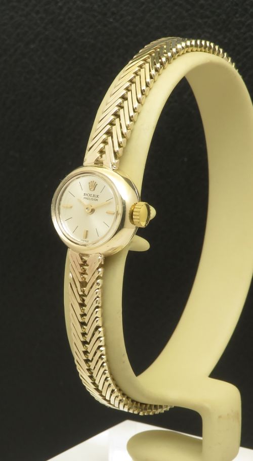 fig 3. Extra Long Solid 9ct Gold Rolex Precision Ladies Watch 1958