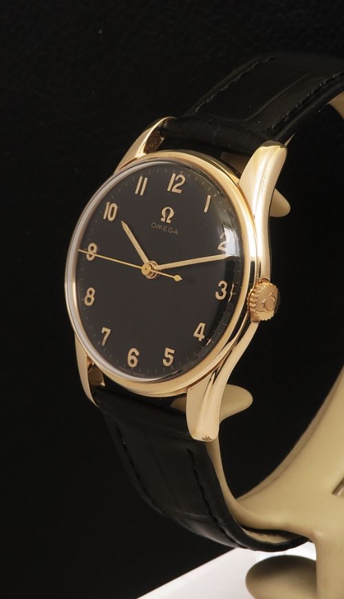 fig 1. Solid 9ct Gold Classic Black Dial Omega Calibre 285 from 1960