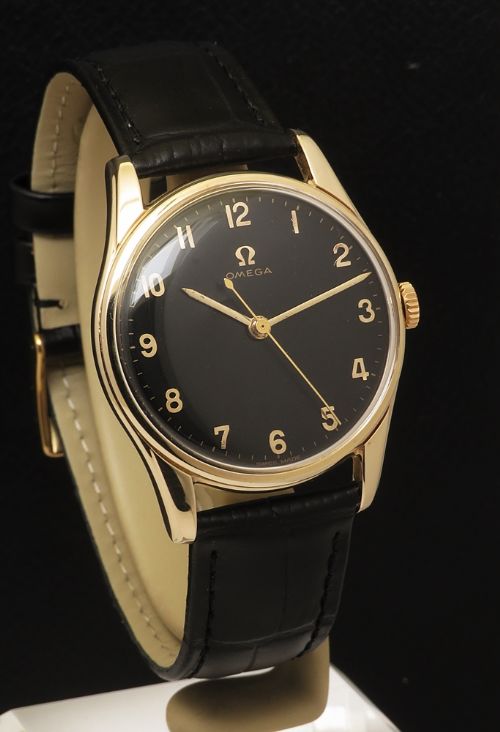 fig 2. Solid 9ct Gold Classic Black Dial Omega Calibre 285 from 1960