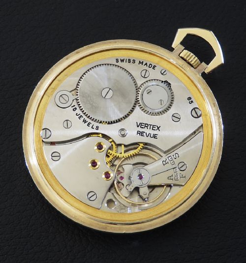 fig 2. Mint Solid 9ct Gold Garrard Art Deco Pocket Watch With Box 1954