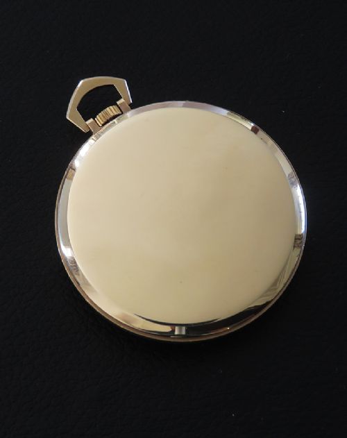 fig 3. Mint Solid 9ct Gold Garrard Art Deco Pocket Watch With Box 1954
