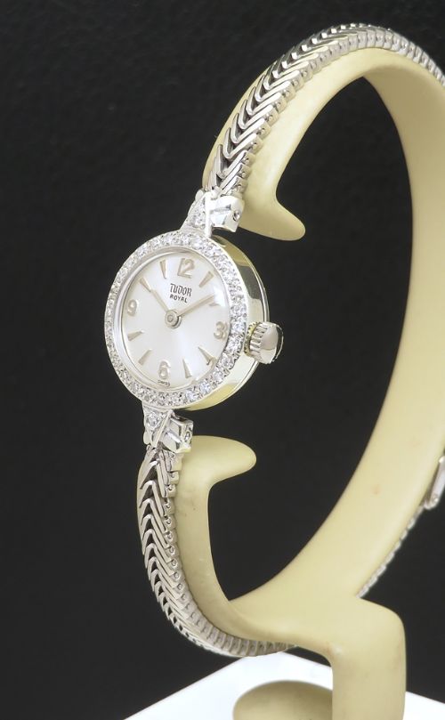 fig 3. Mint Unworn solid 9ct white gold and diamond Rolex Tudor Royal c1966