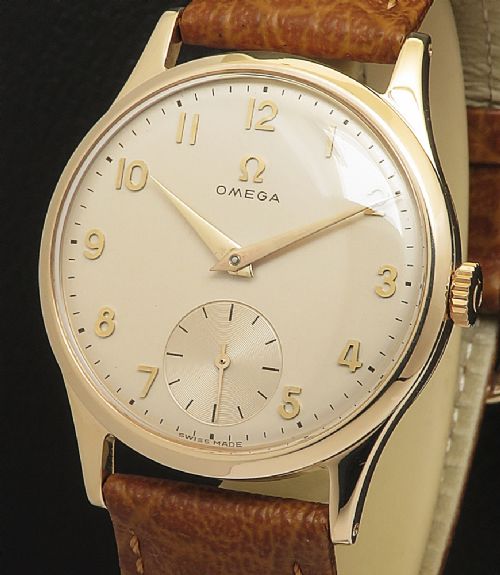fig 1. All Original Solid 9ct Gold Omega 266 with Box, 9ct buckle and Strap 1955
