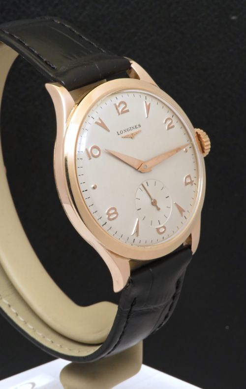 fig 3. Mint All Original Oversize Solid 18ct Rose Gold Longines Calibre 27 1951