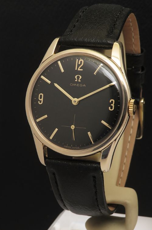 fig 1. Solid 9ct Gold Classic Black Dial Omega Calibre 269 from 1965