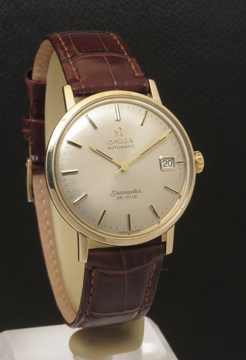 fig 3. Solid 9ct Gold Omega Seamaster Deville with Box, Papers and 9ct Omega buckle 1967