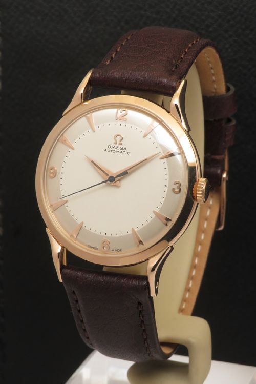 Very Rare 18ct Rose Gold Omega Bumper with Spider Leg Case 1951