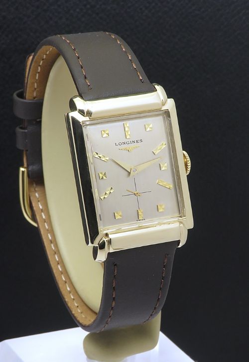fig 2. Very Rare Solid 14ct Gold Longines Art Deco Gents Watch from 1955