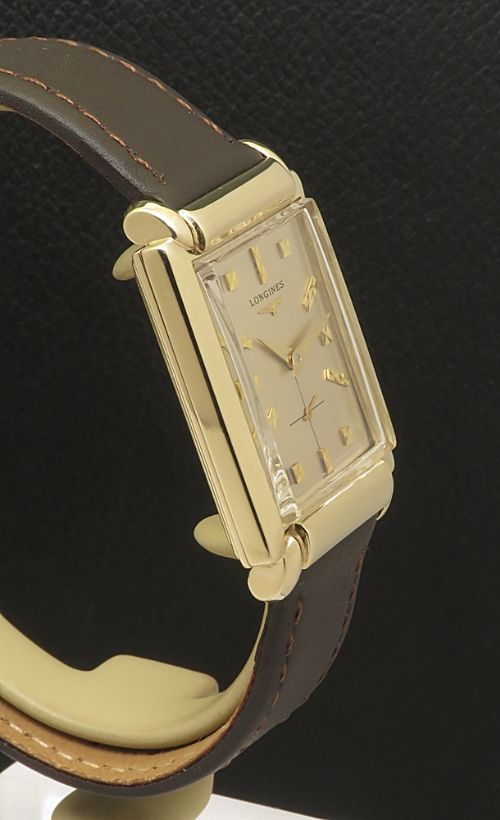 fig 4. Very Rare Solid 14ct Gold Longines Art Deco Gents Watch from 1955