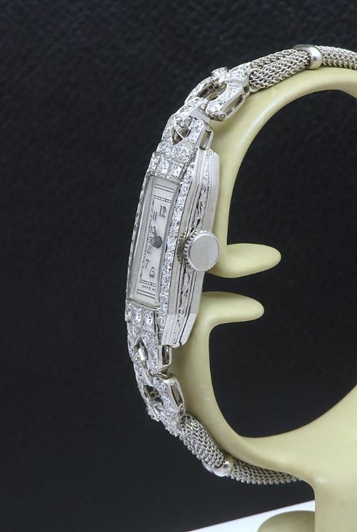 fig 4. Beautiful Platinum and Diamond Longines Art Deco Cocktail Watch c1950s