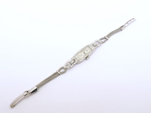 fig 5. Beautiful Platinum and Diamond Longines Art Deco Cocktail Watch c1950s