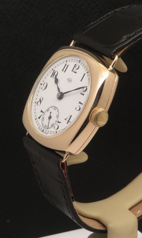 fig 2. Very Rare Oversize Cushion Case Solid 9ct Rose Gold IWC Gents Watch c1930