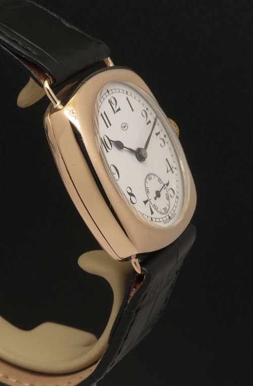 fig 4. Very Rare Oversize Cushion Case Solid 9ct Rose Gold IWC Gents Watch c1930