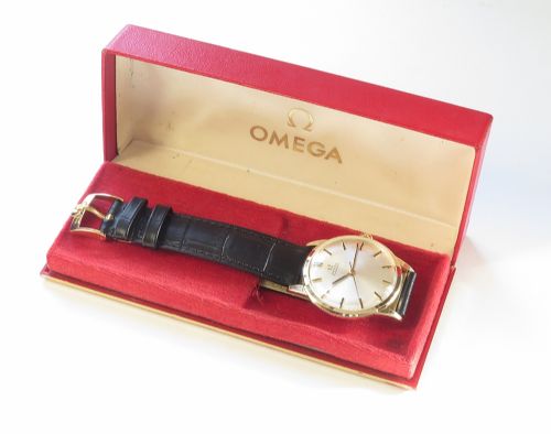fig 4. Mint Unworn Solid 9ct Gold Omega Automatic With Box And Buckle 1966