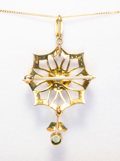BEAUTIFUL EARLY 20TH CENTURY 'STAR' PERIDOT PENDANTBROOCH - ADDITIONAL PHOTO 4