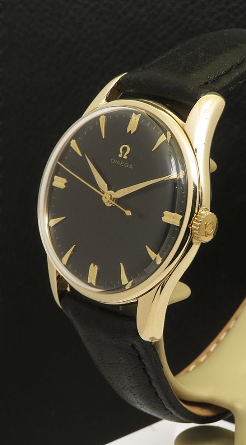 fig 2. Solid 9ct Gold Classic Black Dial Omega Calibre 285 from 1959