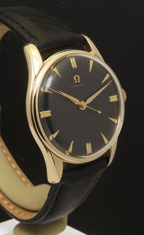 fig 3. Solid 9ct Gold Classic Black Dial Omega Calibre 285 from 1959
