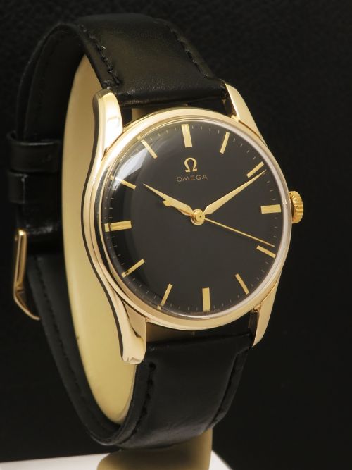 fig 2. Solid 9ct Gold Classic Black Dial Omega Calibre 286 from 1959