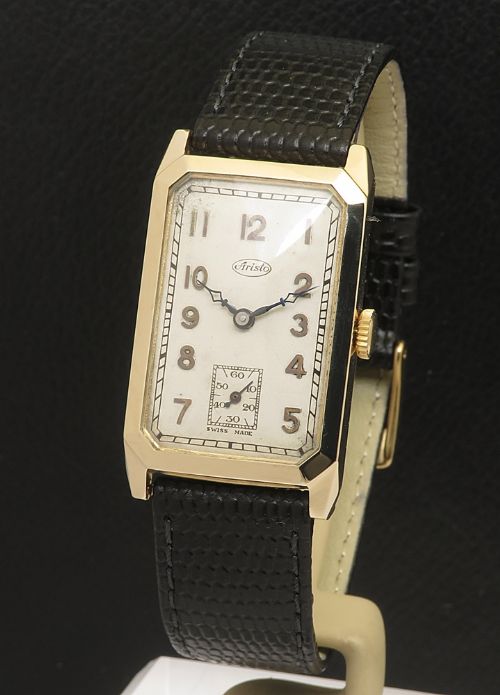 fig 1. Rare Museum Quality Solid 9ct Gold Aristo Art Deco Chronometer From 1937