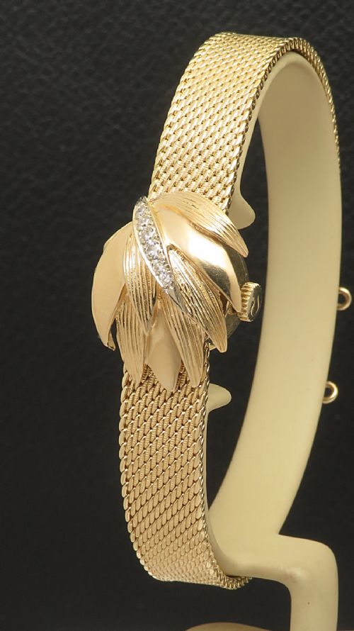 MINT SOLID 14CT GOLD OMEGA DIAMOND HOODED COCKTAIL WATCH FROM 1966 WITH BOX