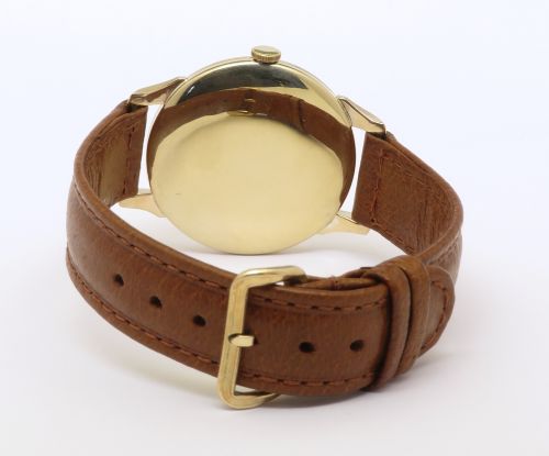MUSEUM QUALITY UNWORN SOLID 9CT GOLD TREBEX WITH BOX PAPERWORK BUCKLE AND STRAP FULL SET FROM 1954 - ADDITIONAL PHOTO 5