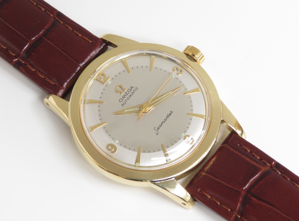 STUNNING SOLID 18CT GOLD OMEGA SEAMASTER MARK 1 BUMPER AUTOMATIC MENS VINTAGE WATCH C1954
