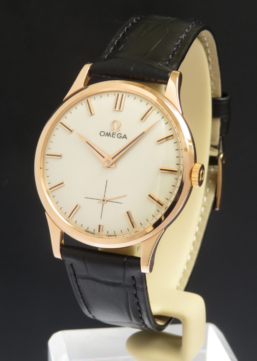 WONDERFUL SOLID 18CT 18K ROSE GOLD OMEGA CALIBRE 267 MENS VINTAGE WATCH C1959