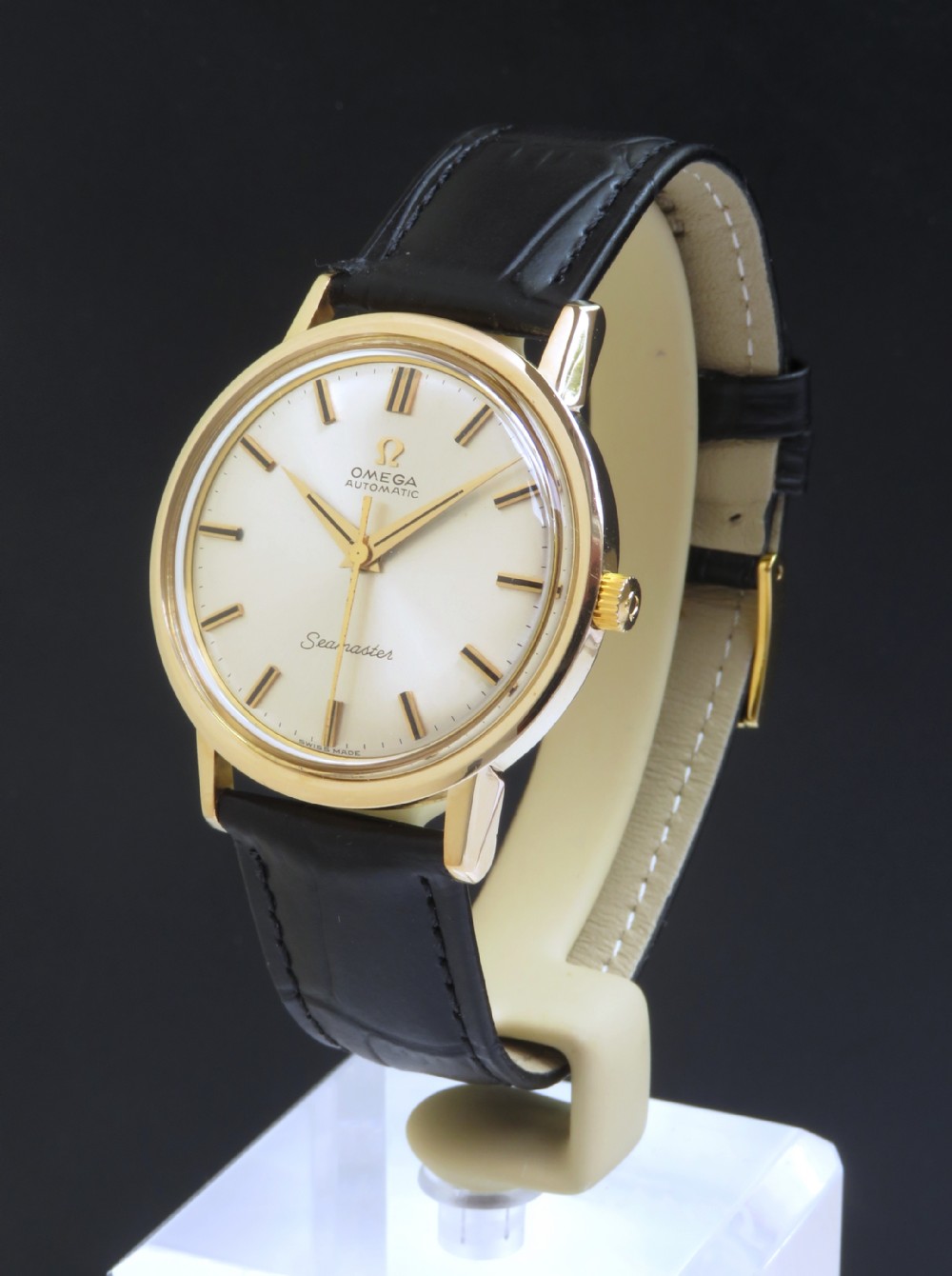 WONDERFUL MINT ORIGINAL CONDITION SOLID 9CT GOLD OMEGA SEAMASTER AUTOMATIC MENS VINTAGE WATCH C1963