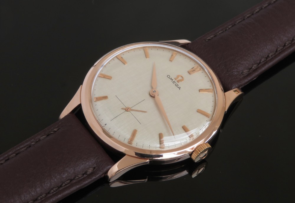 MINT CONDITION SOLID 18CT 18K ROSE GOLD OMEGA CALIBRE 267 MENS VINTAGE WATCH C1960
