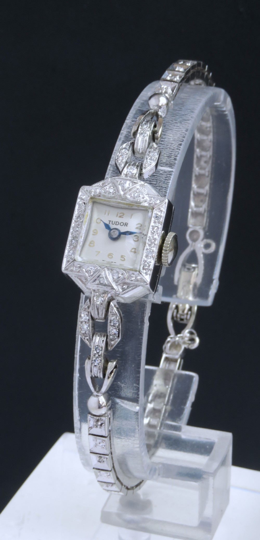 BEUATIFUL ROLEX TUDOR PLATINUM AND DIAMOND LADIES COCKTAIL WATCH C1950