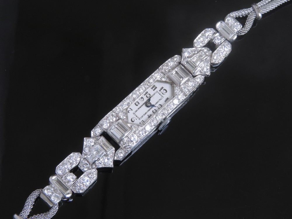 STUNNING PLATINUM AND 3CTS OF DIAMONDS LONGINES ART DECO COCKTAIL WATCH C1930