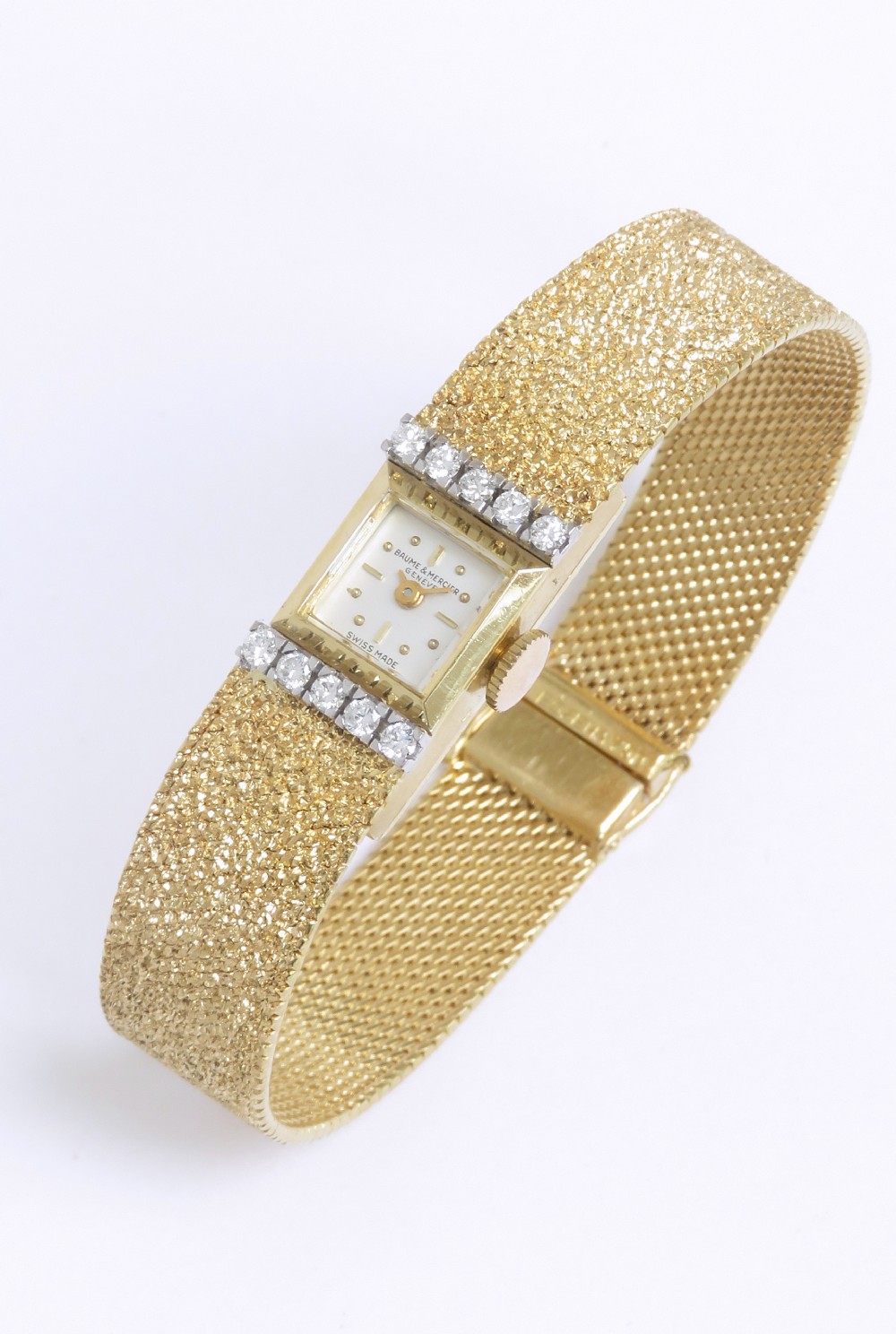 SOLID 18CT 18K AND DIAMONDS BAUME AND MERCIER LADIES COCKTAIL WATCH C1969