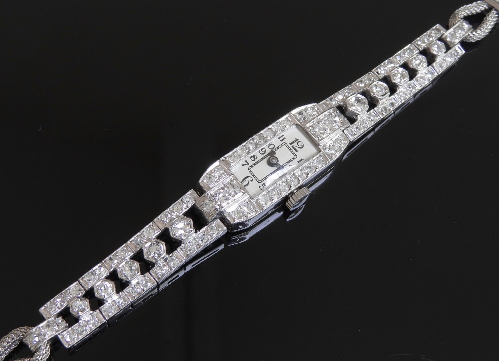 BEAUTIFUL LONGINES PLATINUM AND DIAMOND ART DECO LADIES COCKTAIL WATCH C1930