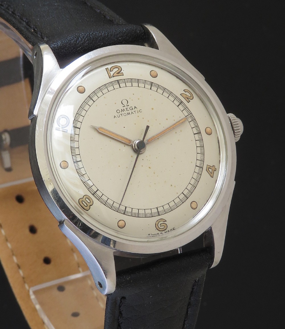 MUSEUM QUALITY EARLY WATER RESISTANT OMEGA AUTOMATIC BUMPER MENS VINTAGE WATCH C1946-47