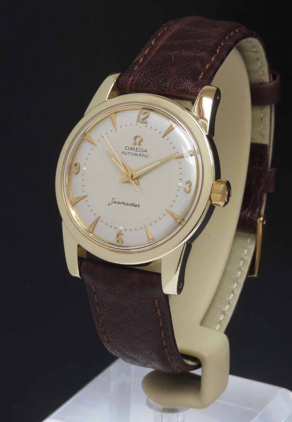 Solid 14ct Omega Seamaster Mark 1 Bumper Mens Vintage Watch c1952