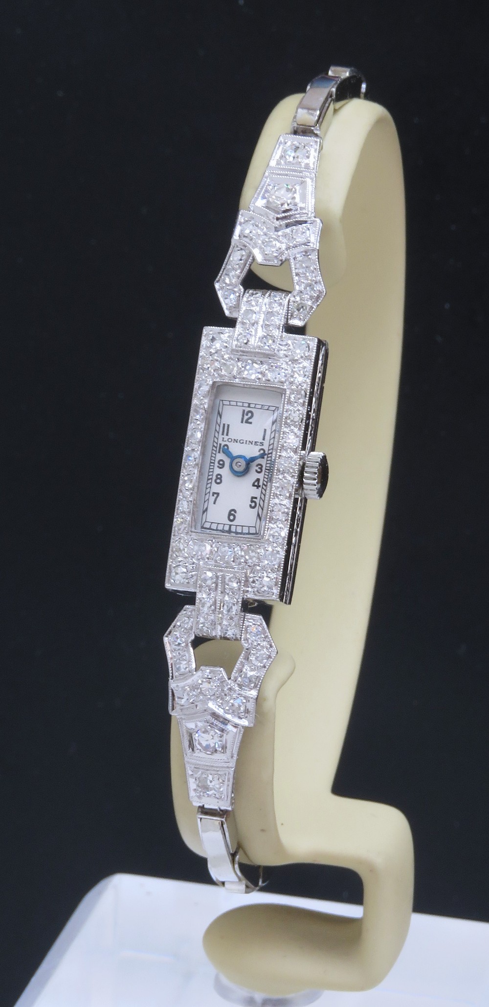Stunning Longines Platinum and 2cts Diamonds Ladies Art Deco Cocktail Watch c1930